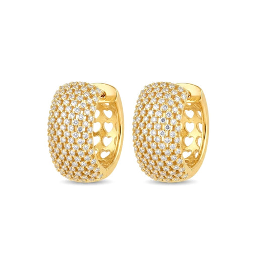 Gold Plated Sterling Silver Cubic Zirconia Huggies Earrings