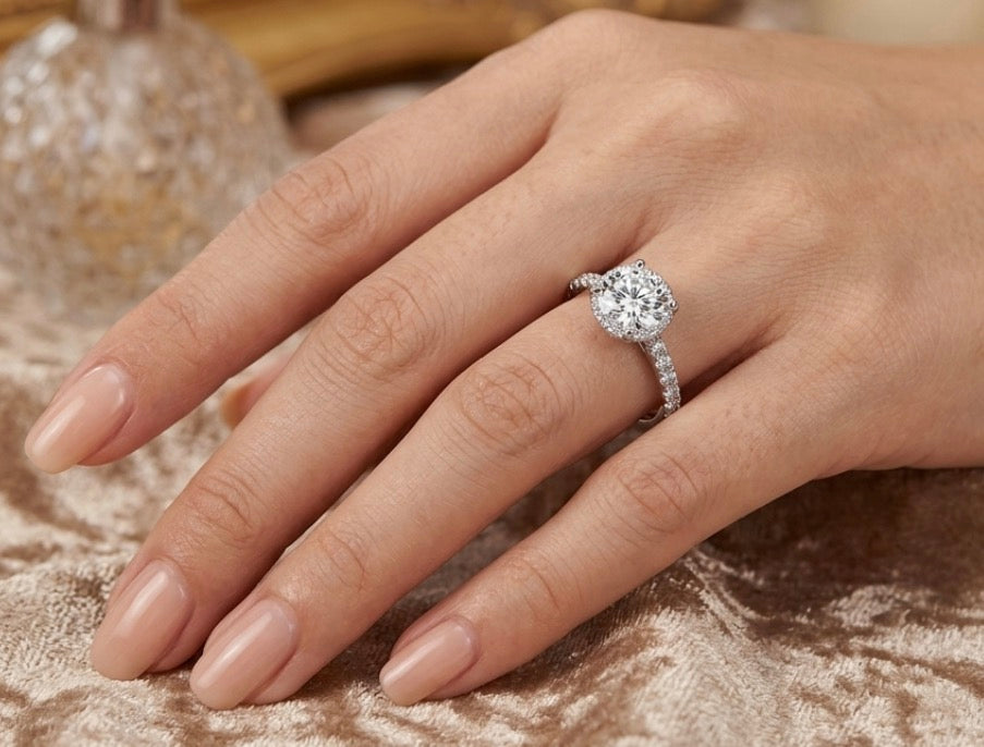 Sterling Silver Brilliant cut 4 Prong Ring