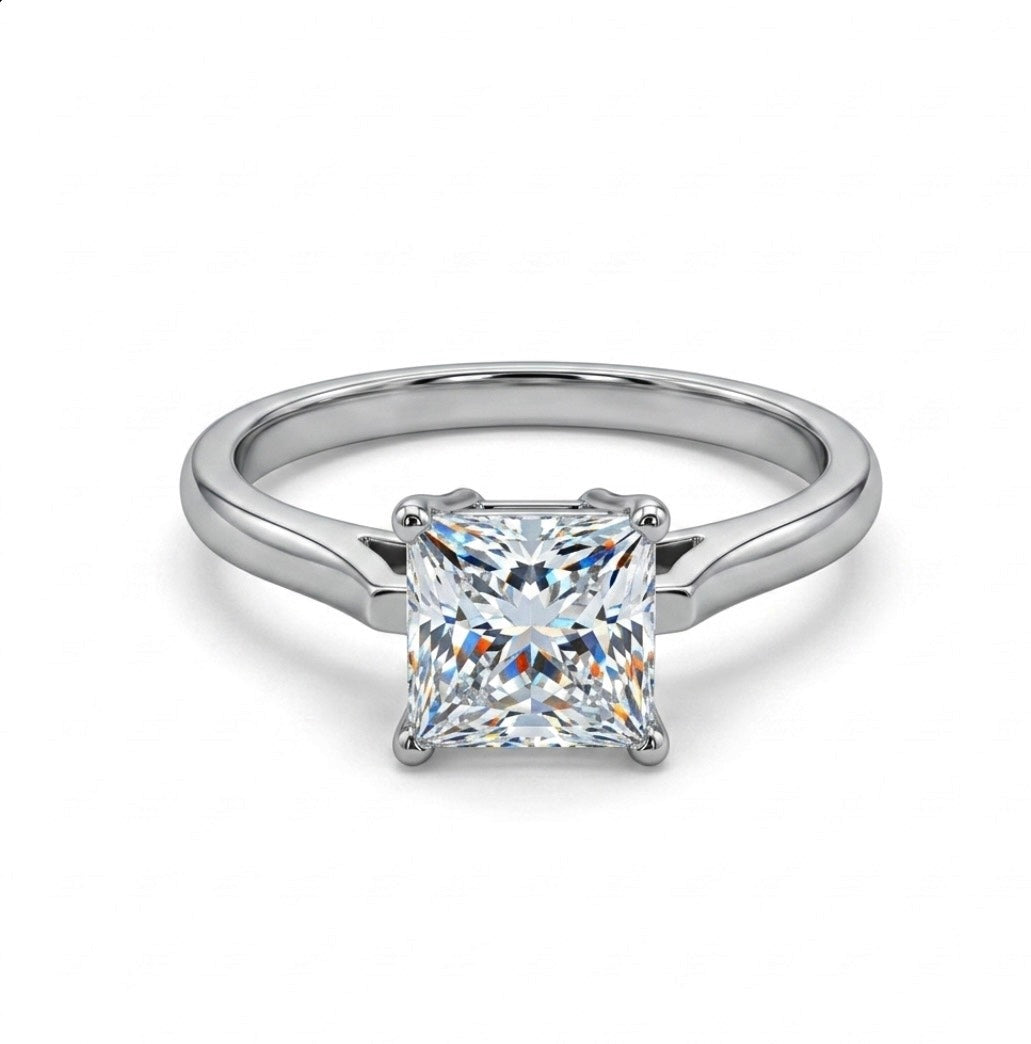 Sterling Silver Princess-Cut Solitaire Engagement Ring