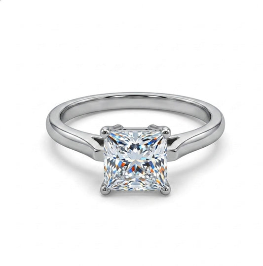 Sterling Silver Princess-Cut Solitaire Engagement Ring