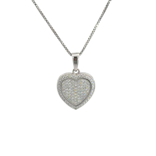 Sterling Silver Heart Shaped Cubic Zirconia Necklace