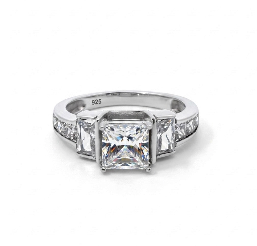 Sterling Silver Princess Cut Ring