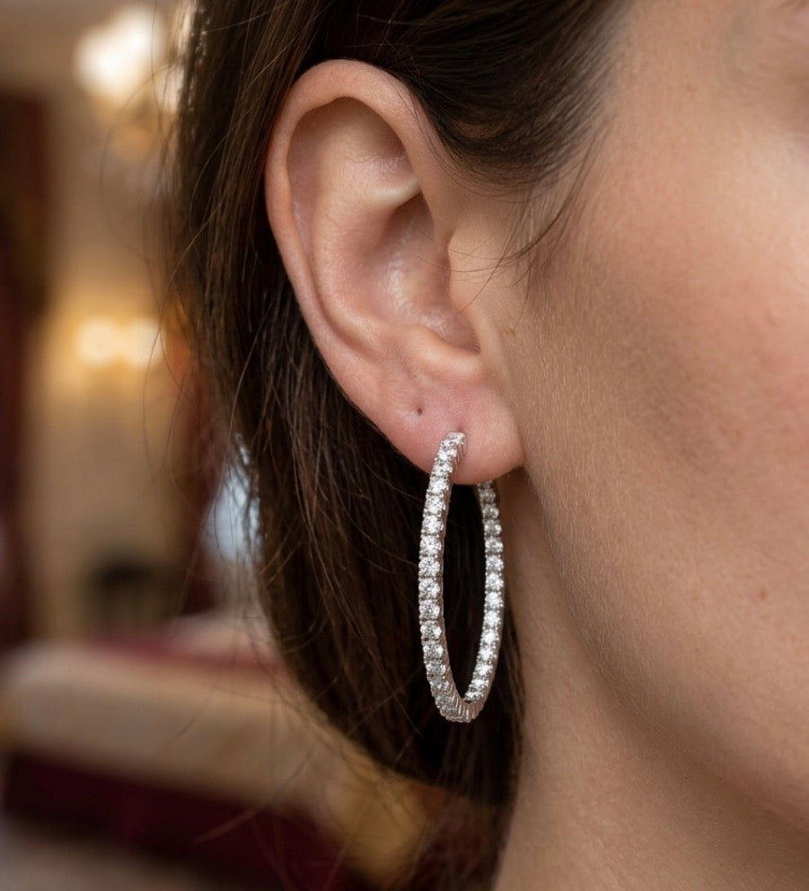 Inside-Out Oval Shape 2-inch Hoop Earrings