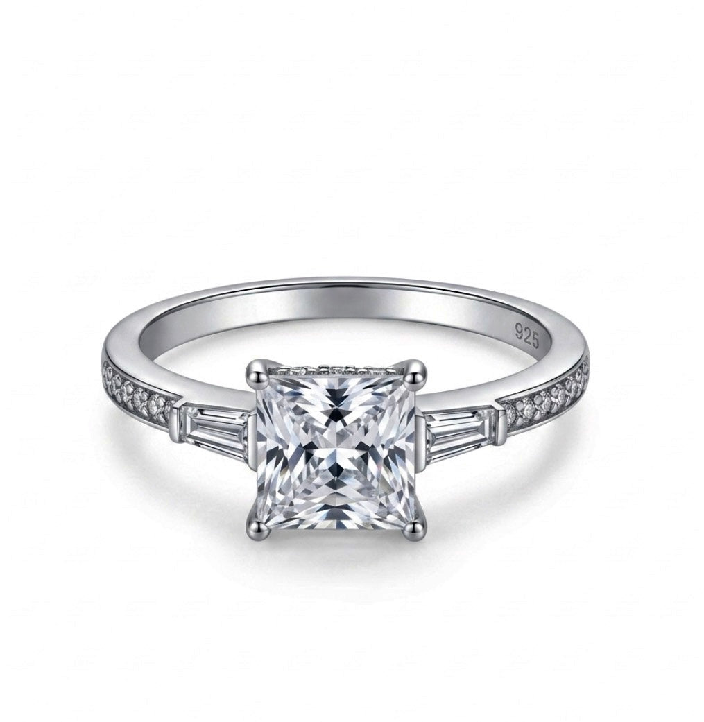 Sterling Silver Princesses-cut Ring