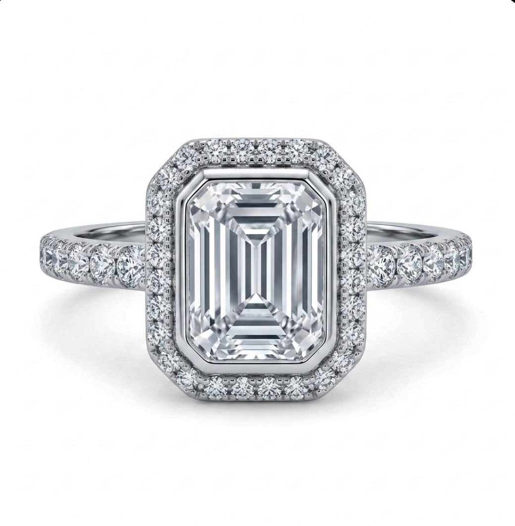 Sterling Silver Emerald-cut Bezel set Ring