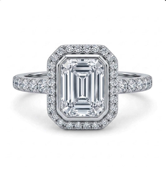 Sterling Silver Emerald-cut Bezel set Ring