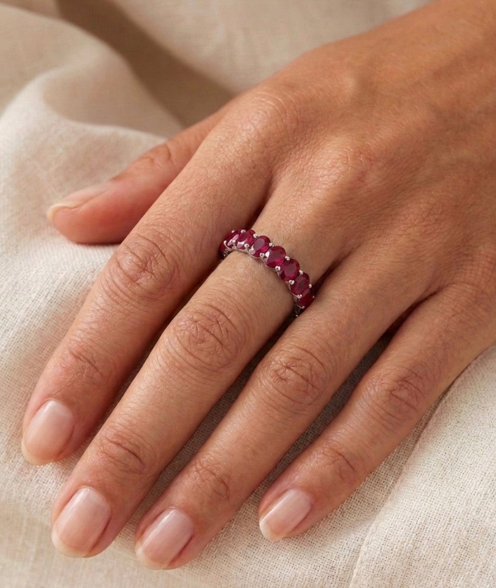 Sterling Silver Ruby Eternity Ladies Band