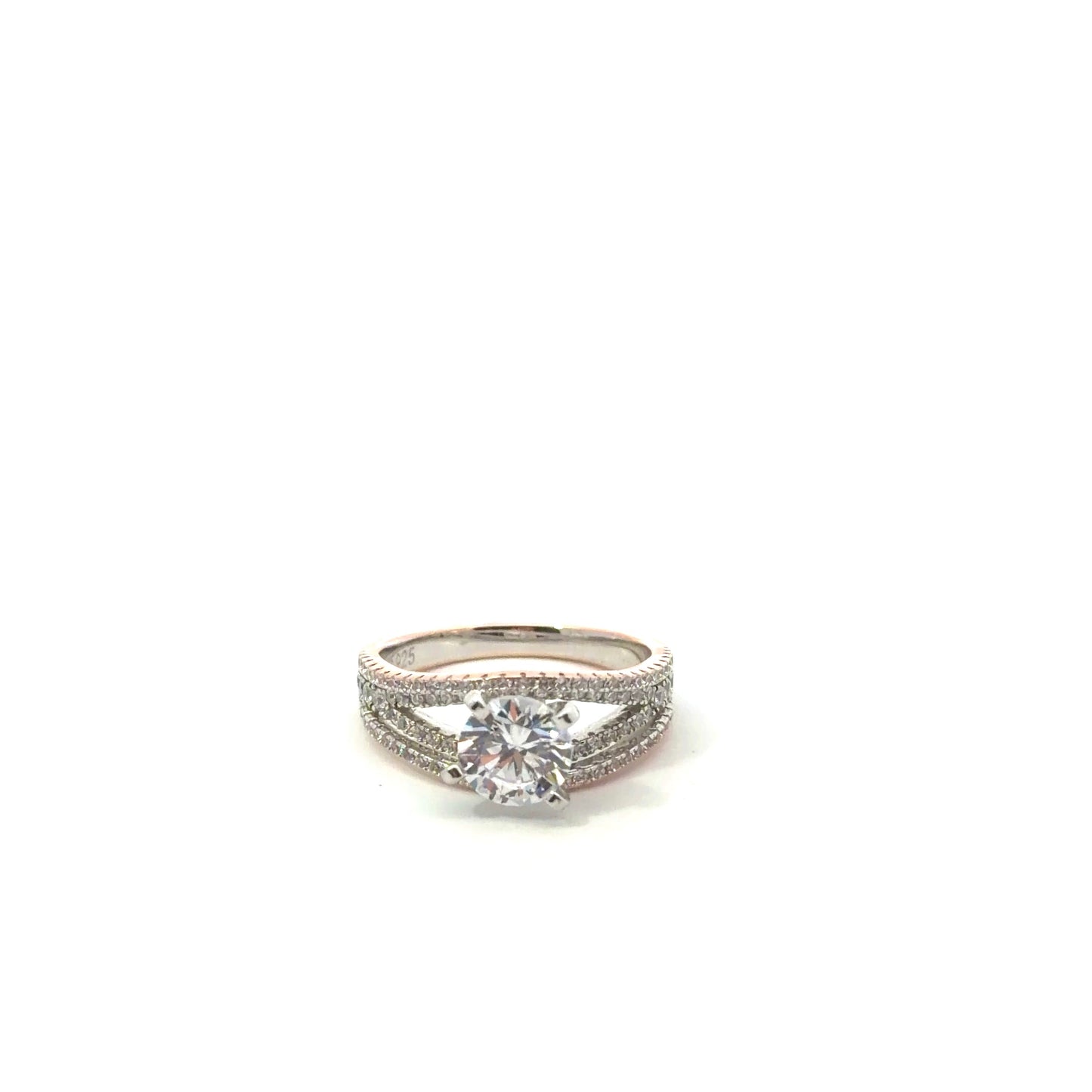 Sterling Silver Two Tone Engagement Ring
