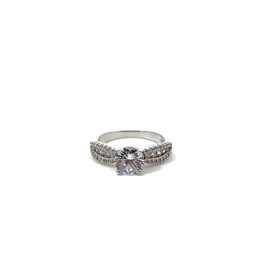 Sterling Silver Radiant Bypass Engagement Ring