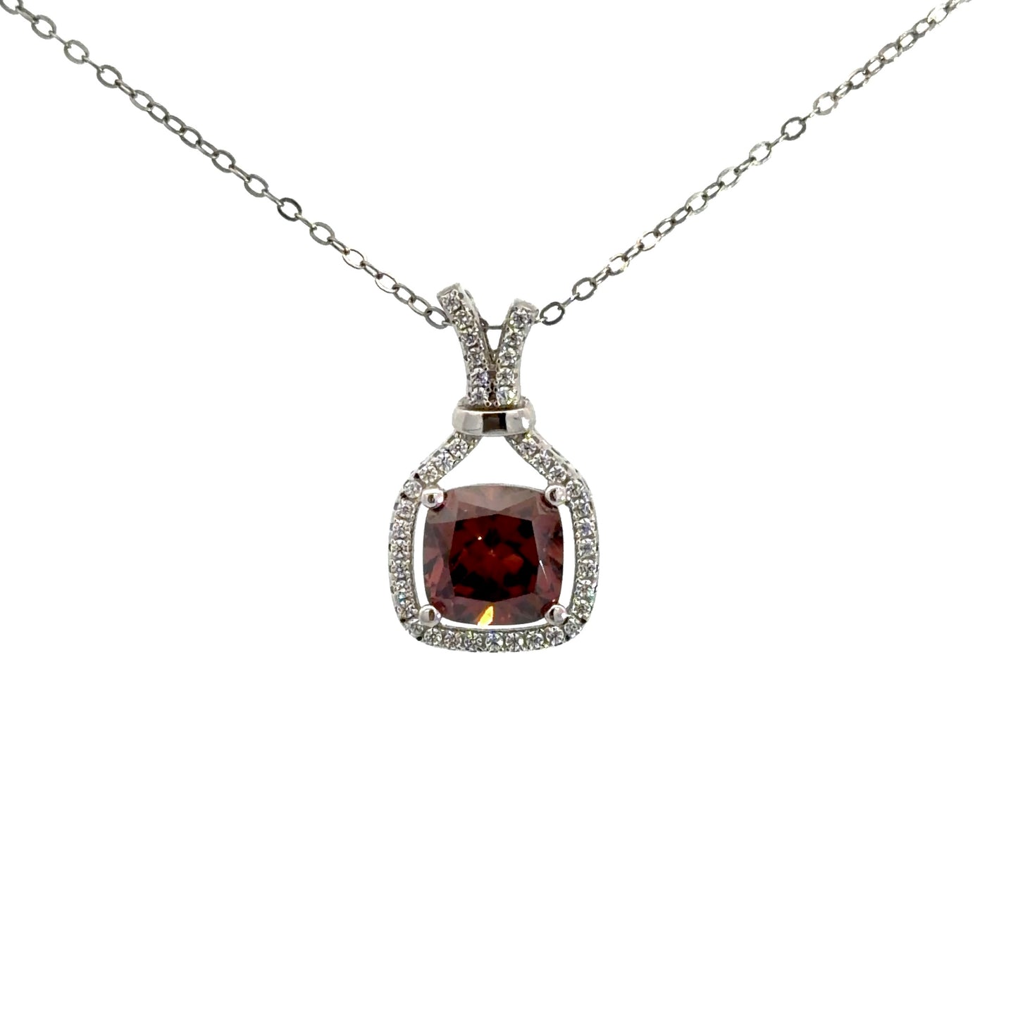 Cushion Cut Garnet Necklace