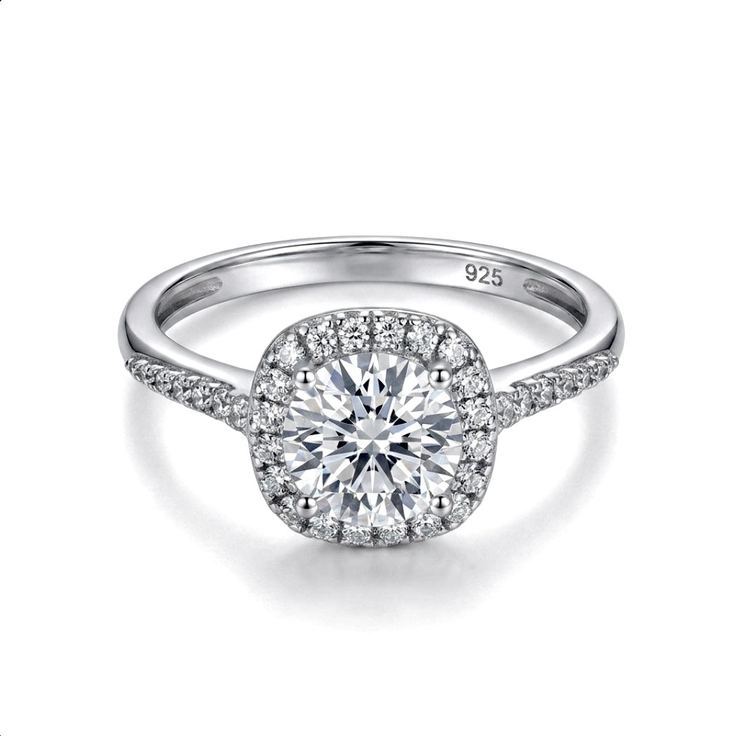 Sterling Silver Halo Accent Ring