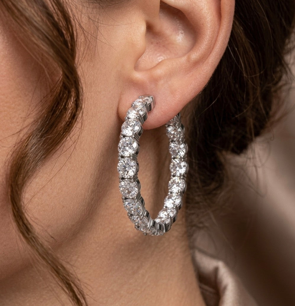 Inside-Out Round Shape 1 1/2-inch Hoop Earrings