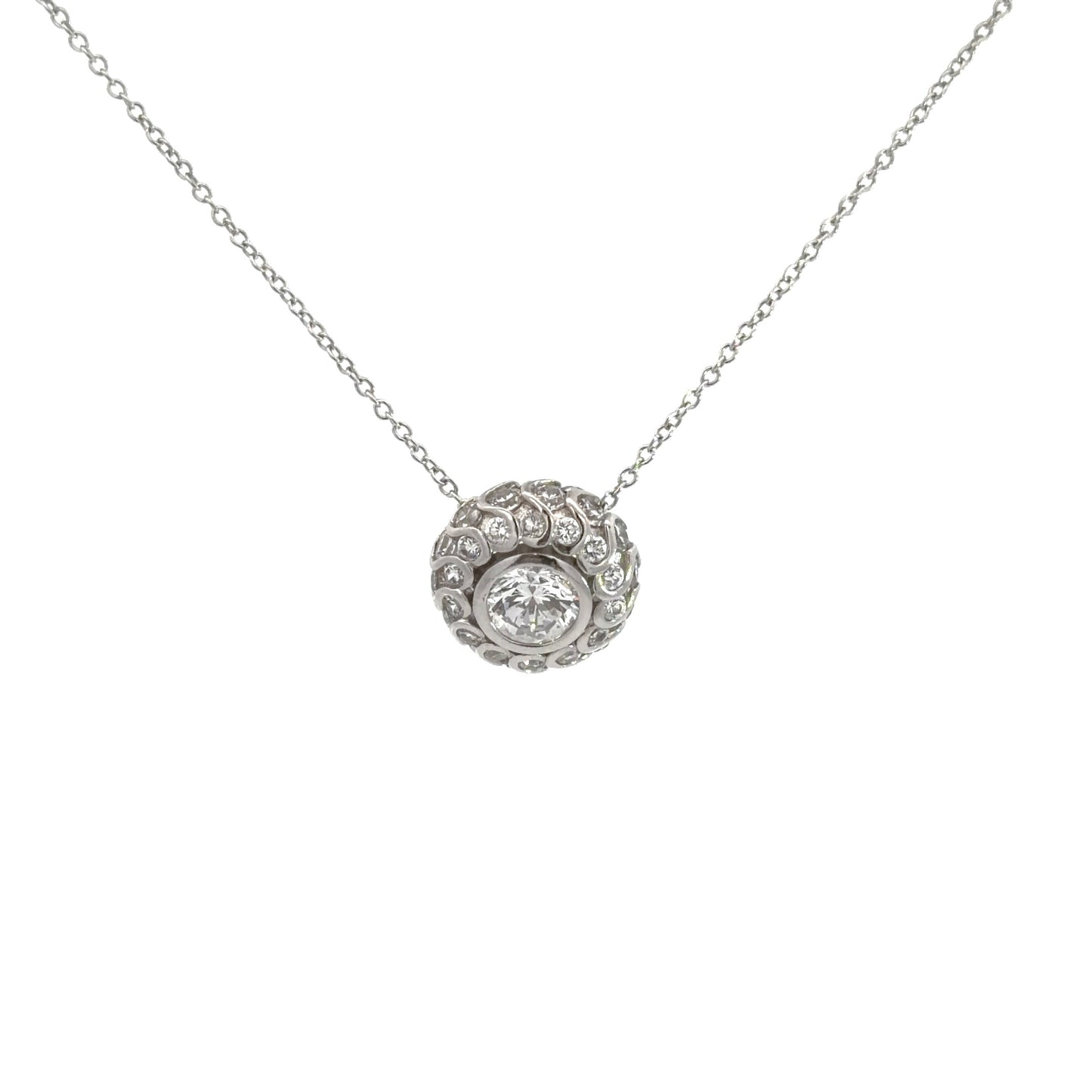 Sterling Silver Round Shape Cubic Zirconia Necklace
