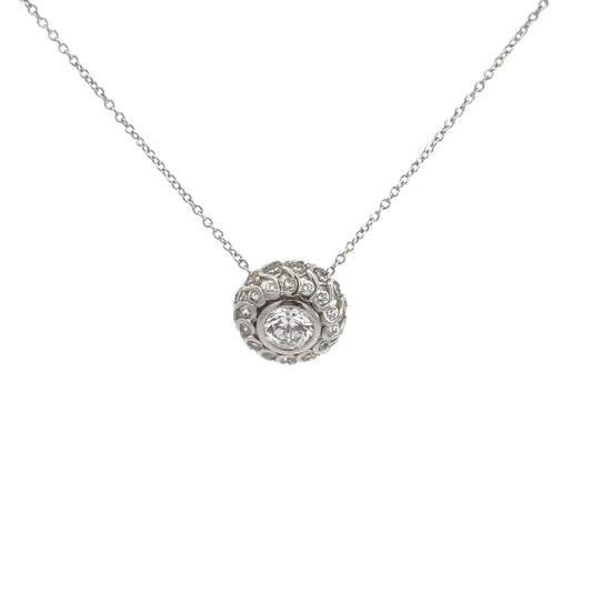 Sterling Silver Round Shape Cubic Zirconia Necklace