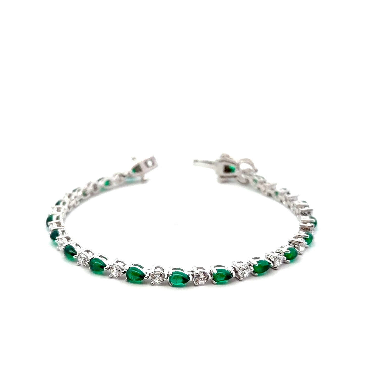 Sterling Silver Vibrant Teardrop Tennis Bracelet