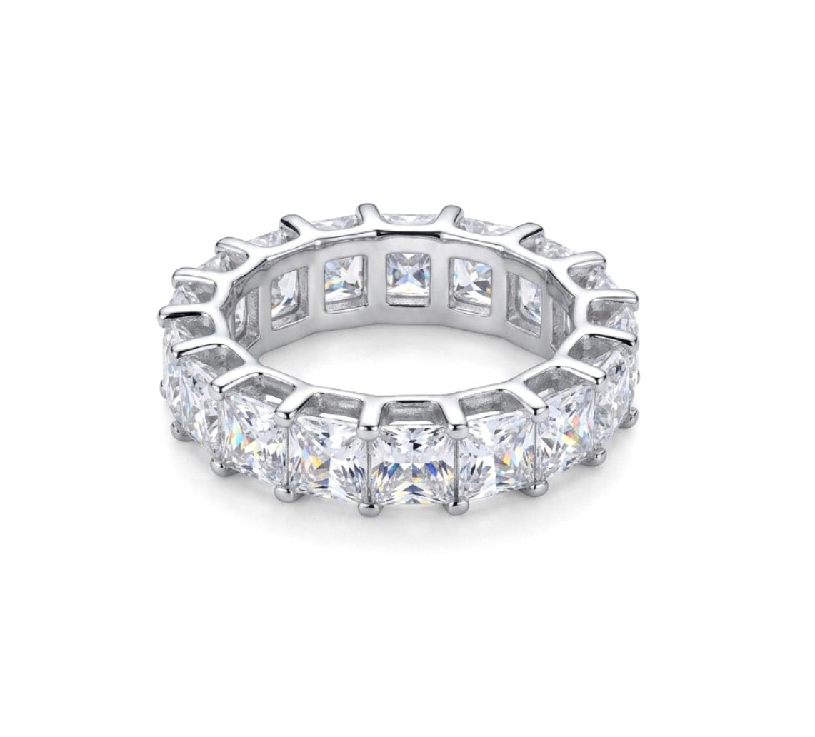 Sterling Silver Princess-cut Eternity Ladies Band