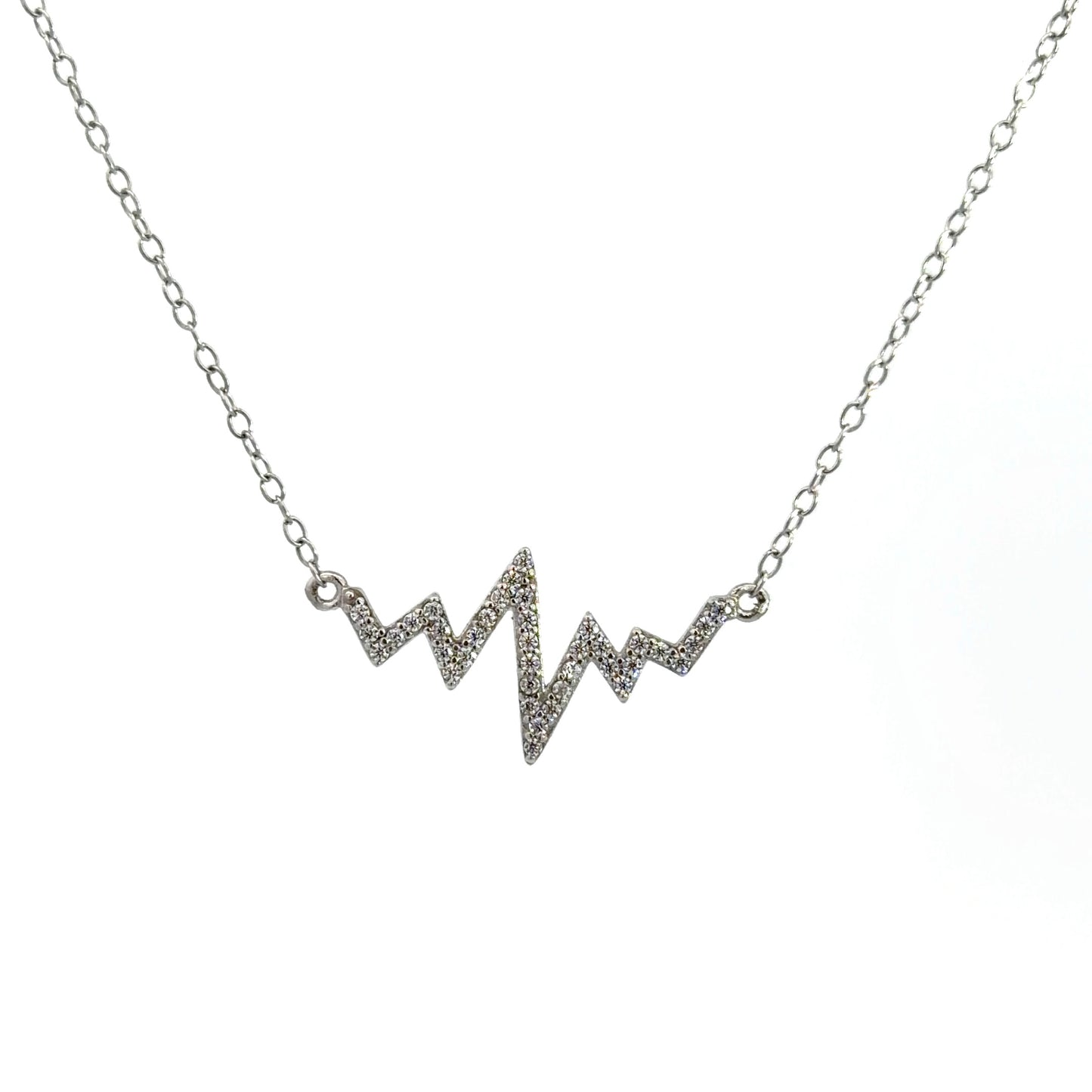 Sterling Silver Heart Rhythm Cubic Zirconia Necklace