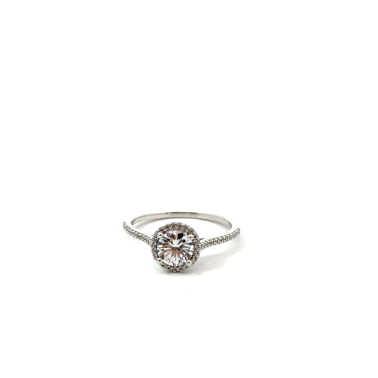 Sterling Silver Round Halo Ring