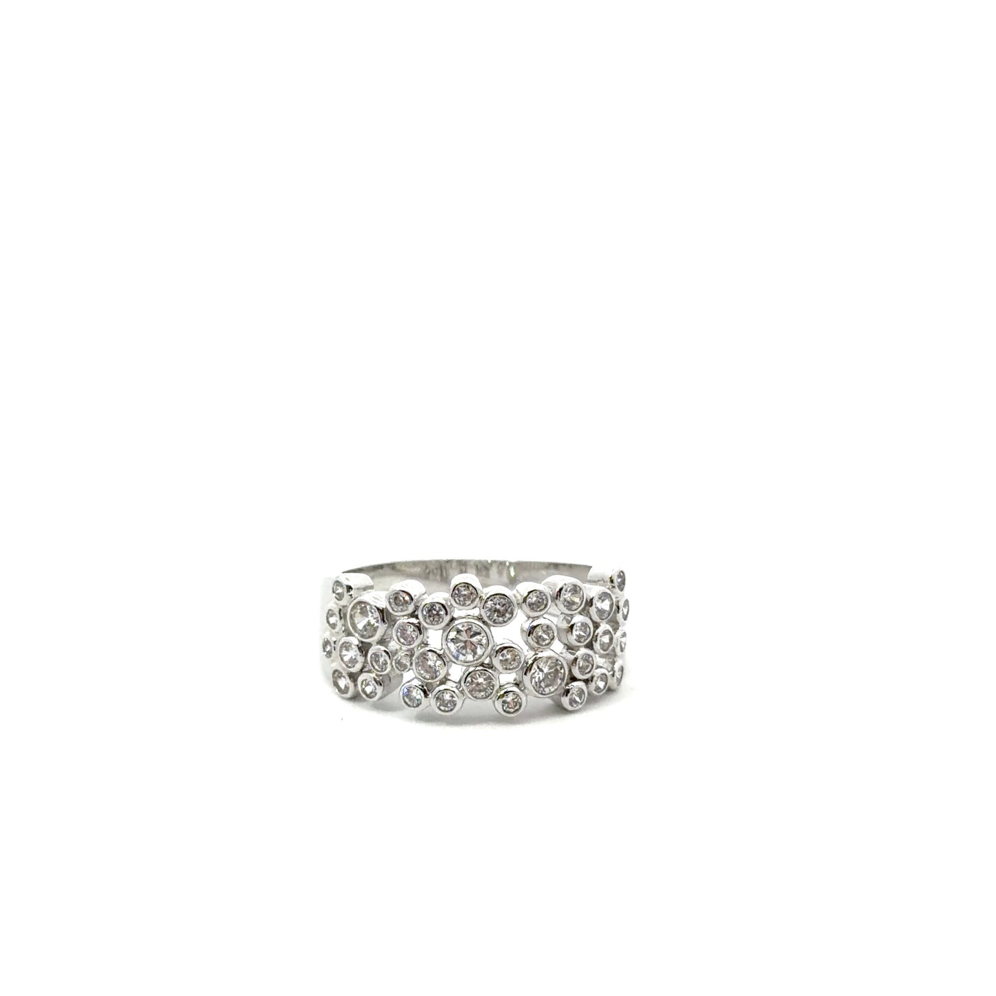 Sterling Silver Bezel Set Cluster Ring