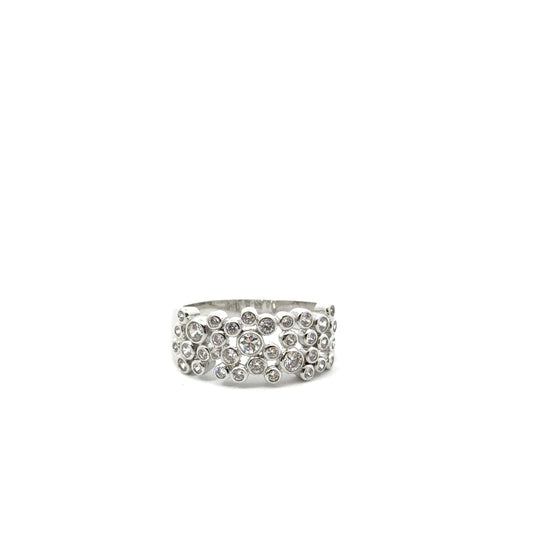 Sterling Silver Bezel Set Cluster Ring