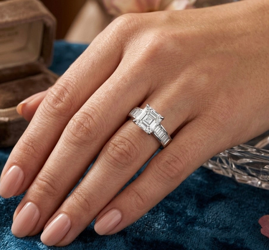 Sterling Silver Asscher-cut stone Ring