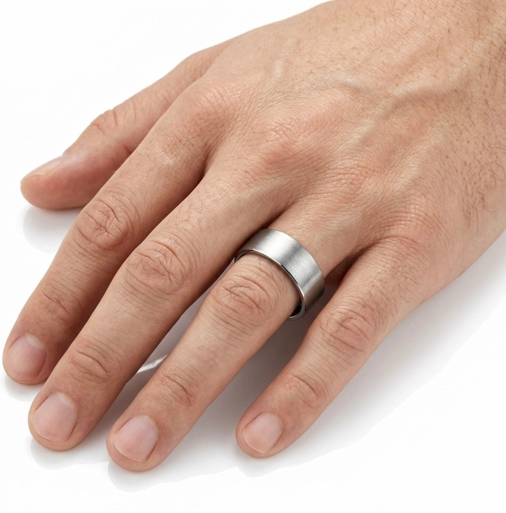 Gunmetal Brushed 6Tungsten Pipe-Cut Band