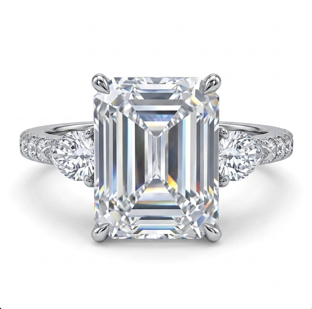 Sterling Silver Emerald -cut Stone  Ring