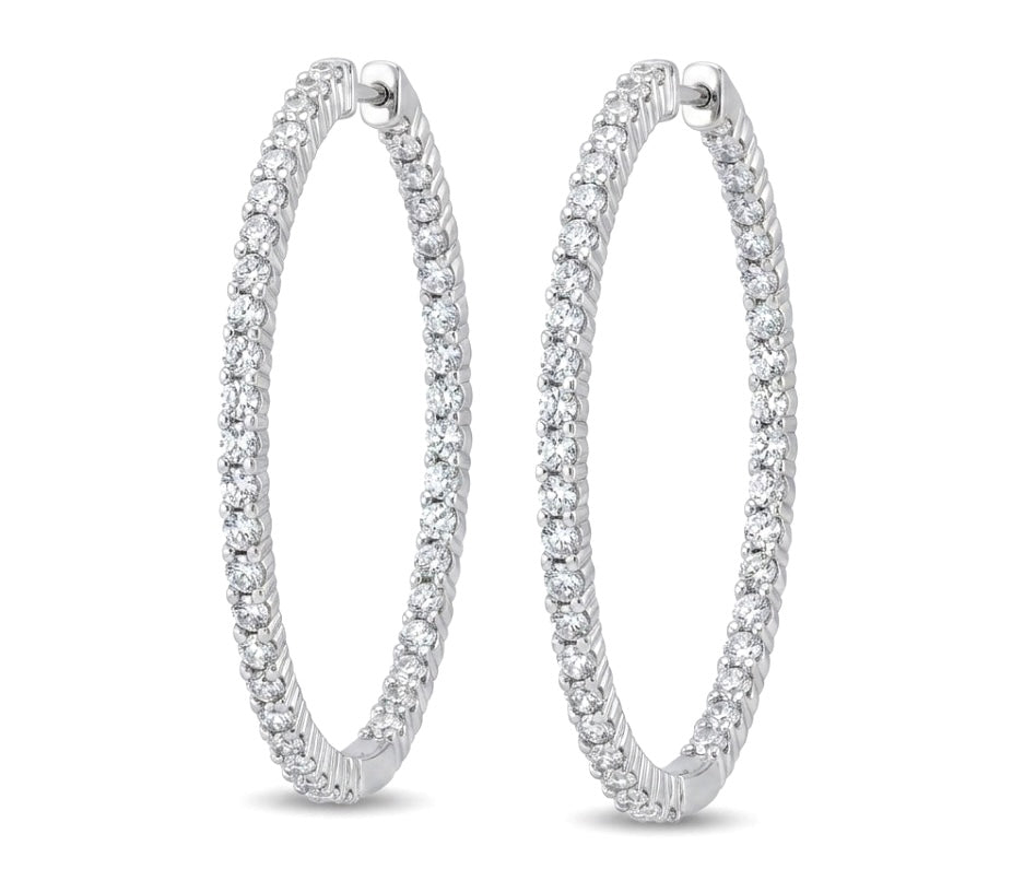 Inside-Out Round Shape 1.45-inch 2.36 ct.Hoop Earrings