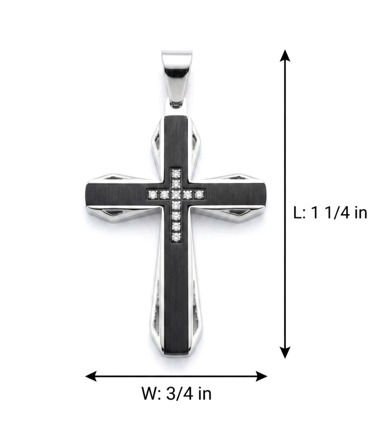Black Stainless Steel Multi-Layered Cross Pendant