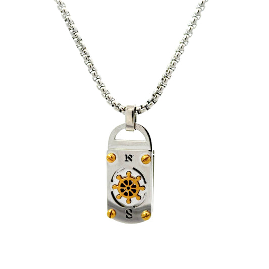 Stainless Steel Compass Style Pendant