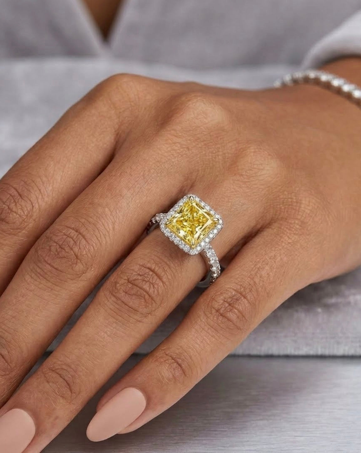 Sterling Silver Radiant Engagement Ring