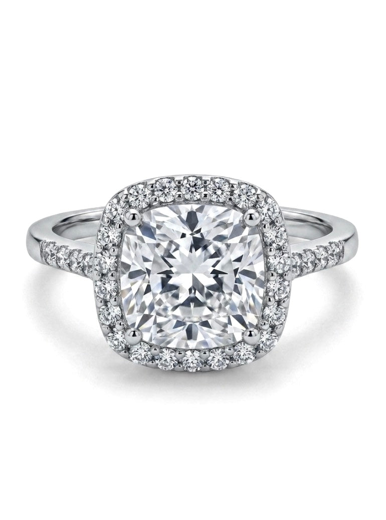 Sterling Silver Cushion Cut Halo Ring