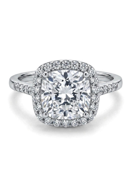 Sterling Silver Cushion Cut Halo Ring