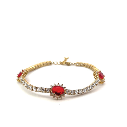 Sterling Silver Gold Plated Ruby Tennis Bracelet