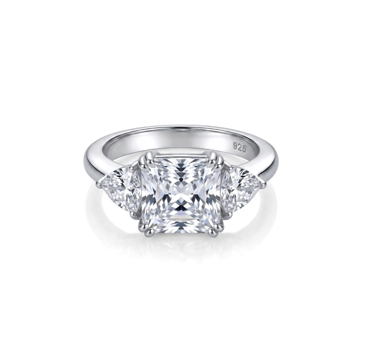 Sterling Silver Princesses-cut stone Ring
