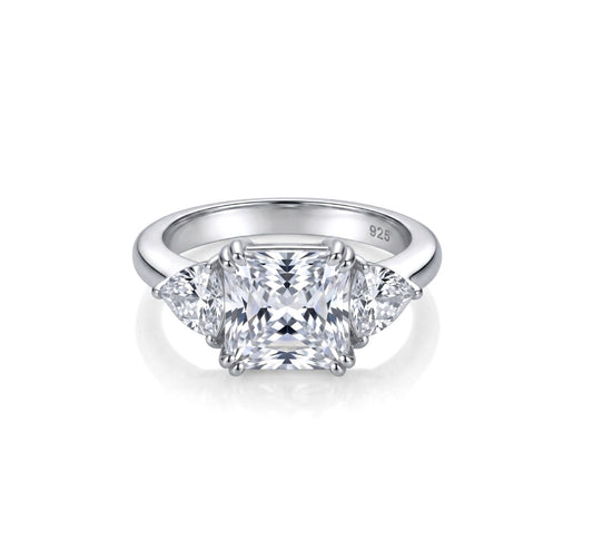 Sterling Silver Princesses-cut stone Ring