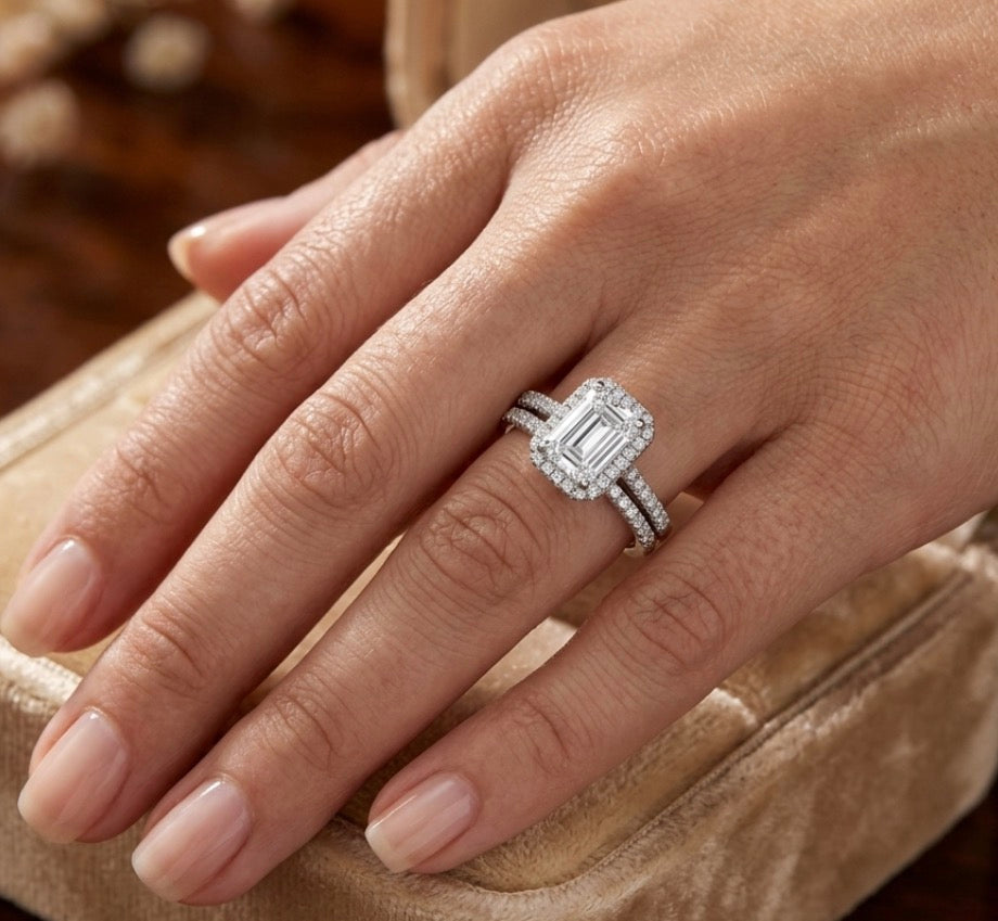 Sterling Silver Vintage Style Wedding Ring Set