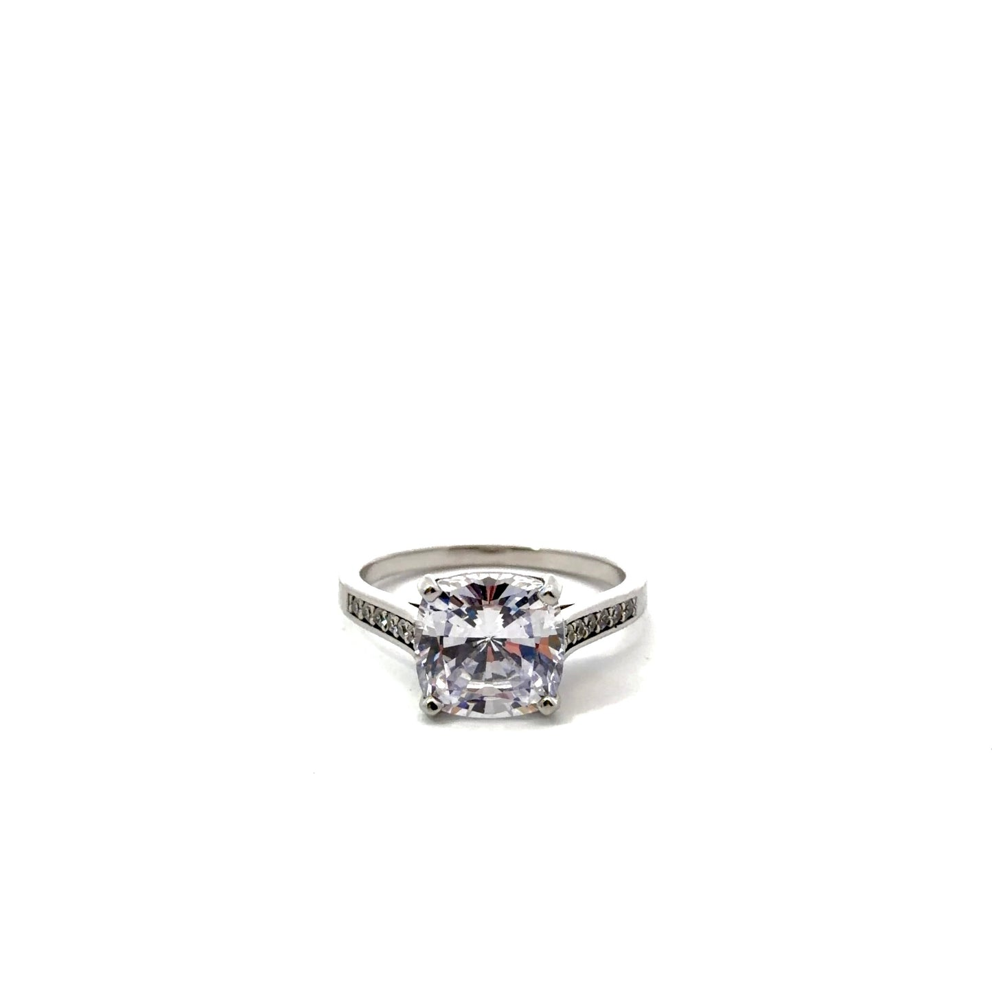 Sterling Silver Cushion Cut Engagement Ring