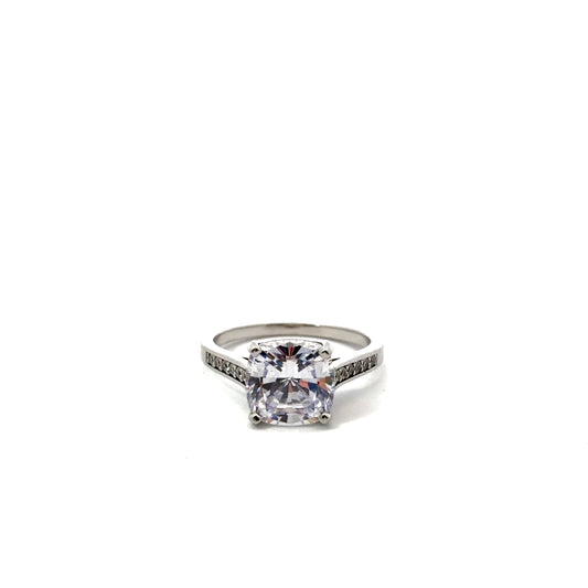 Sterling Silver Cushion Cut Engagement Ring