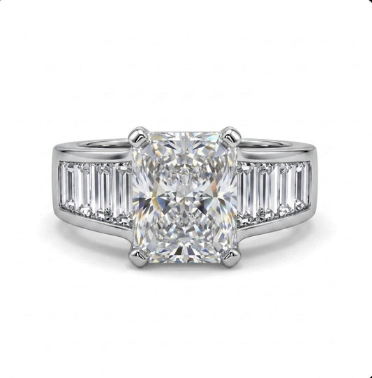 Sterling Silver Wide Baguette-cut stone  Ring