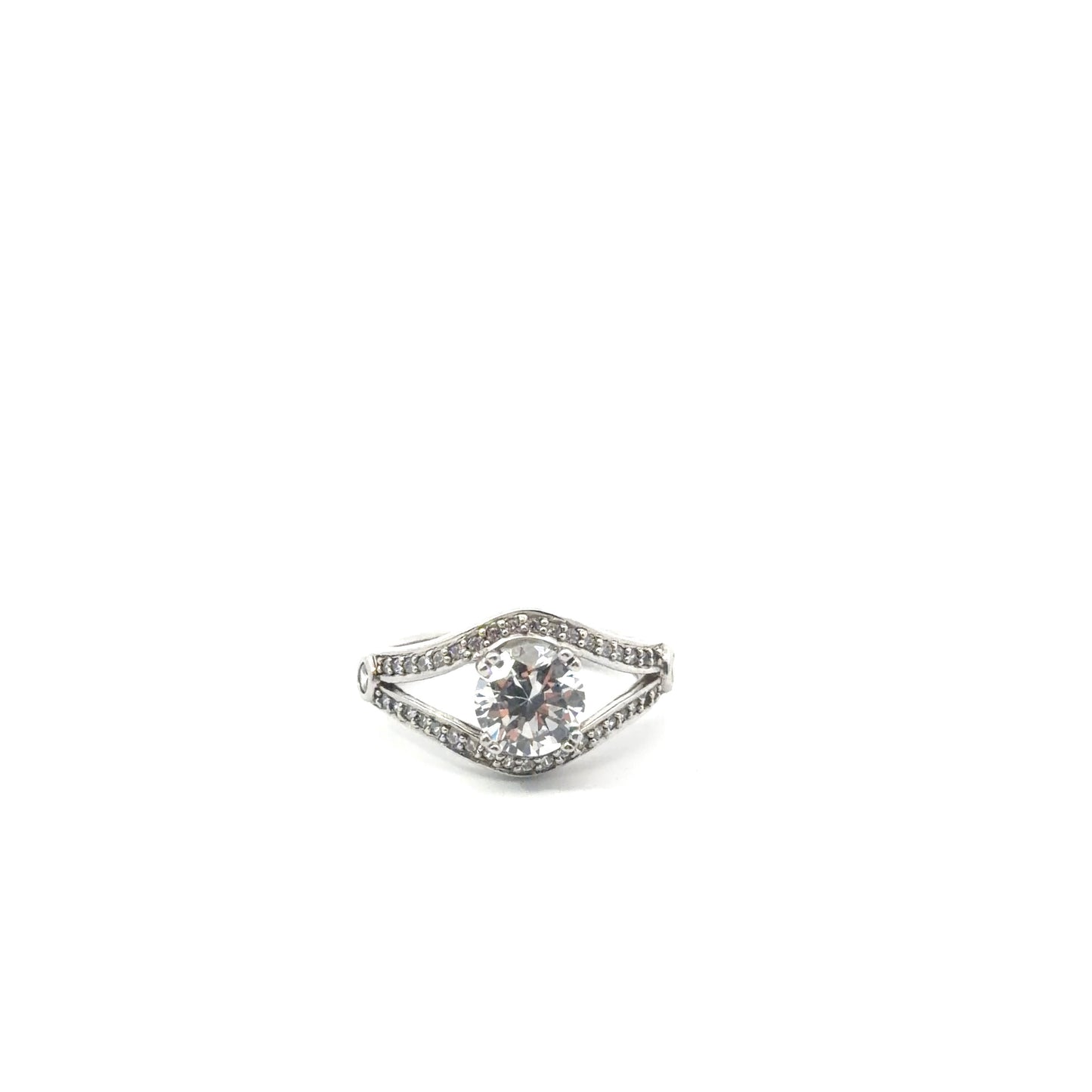 Sterling Silver Round Cut Cubic Zirconia Ring