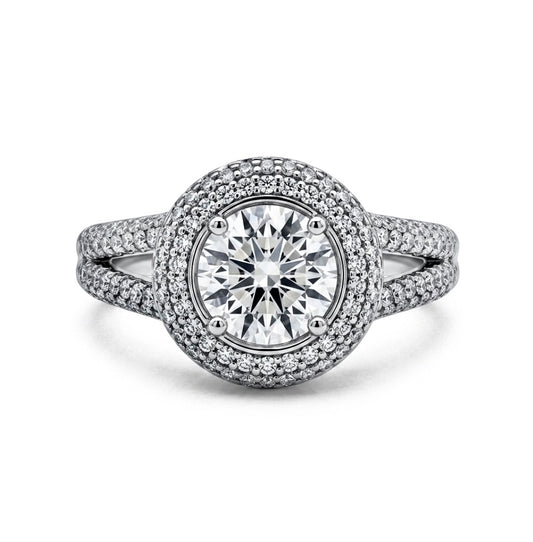 Sterling Silver Cubic Zirconia Pavé Halo Ring