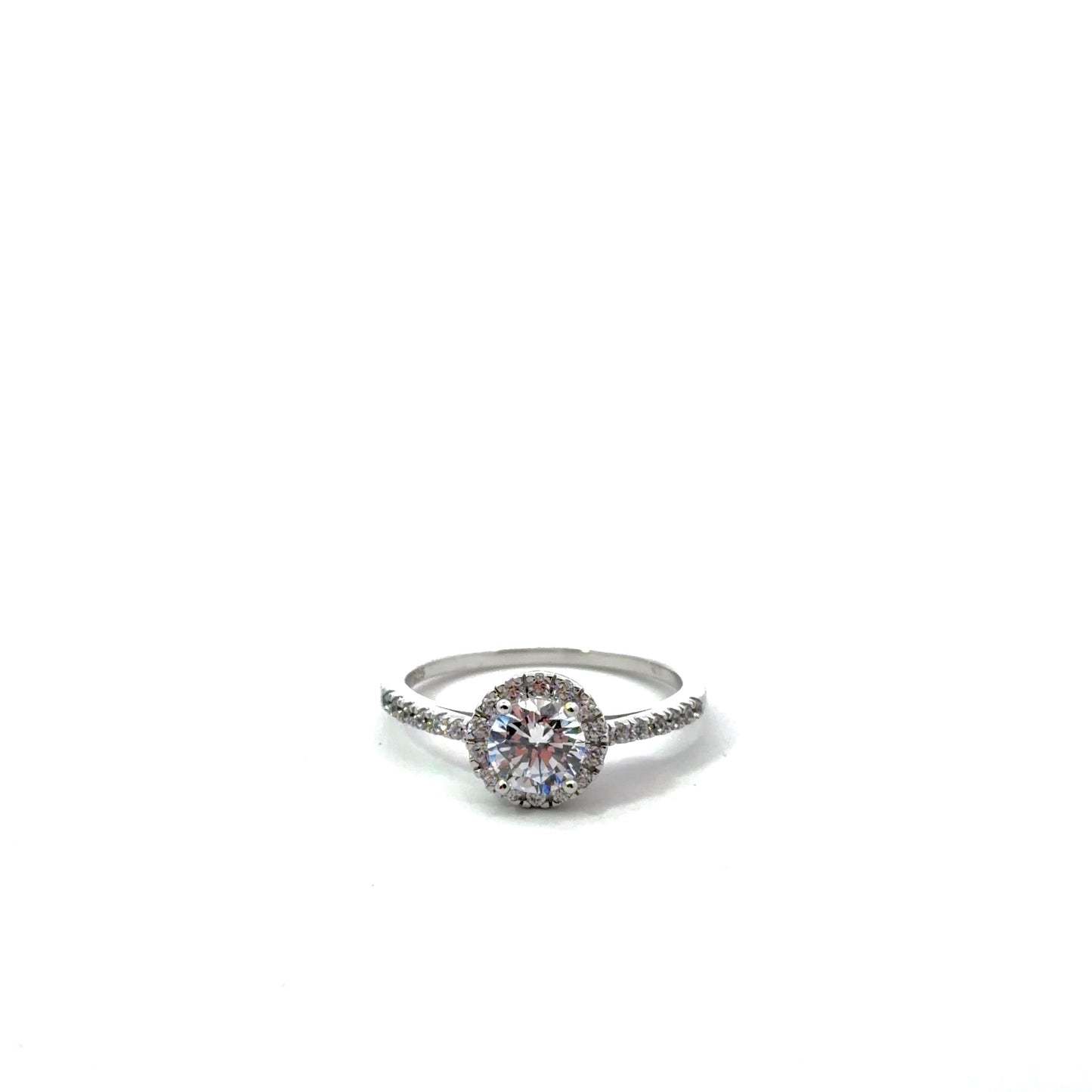 Sterling Silver Round Cubic Zirconia Halo Ring