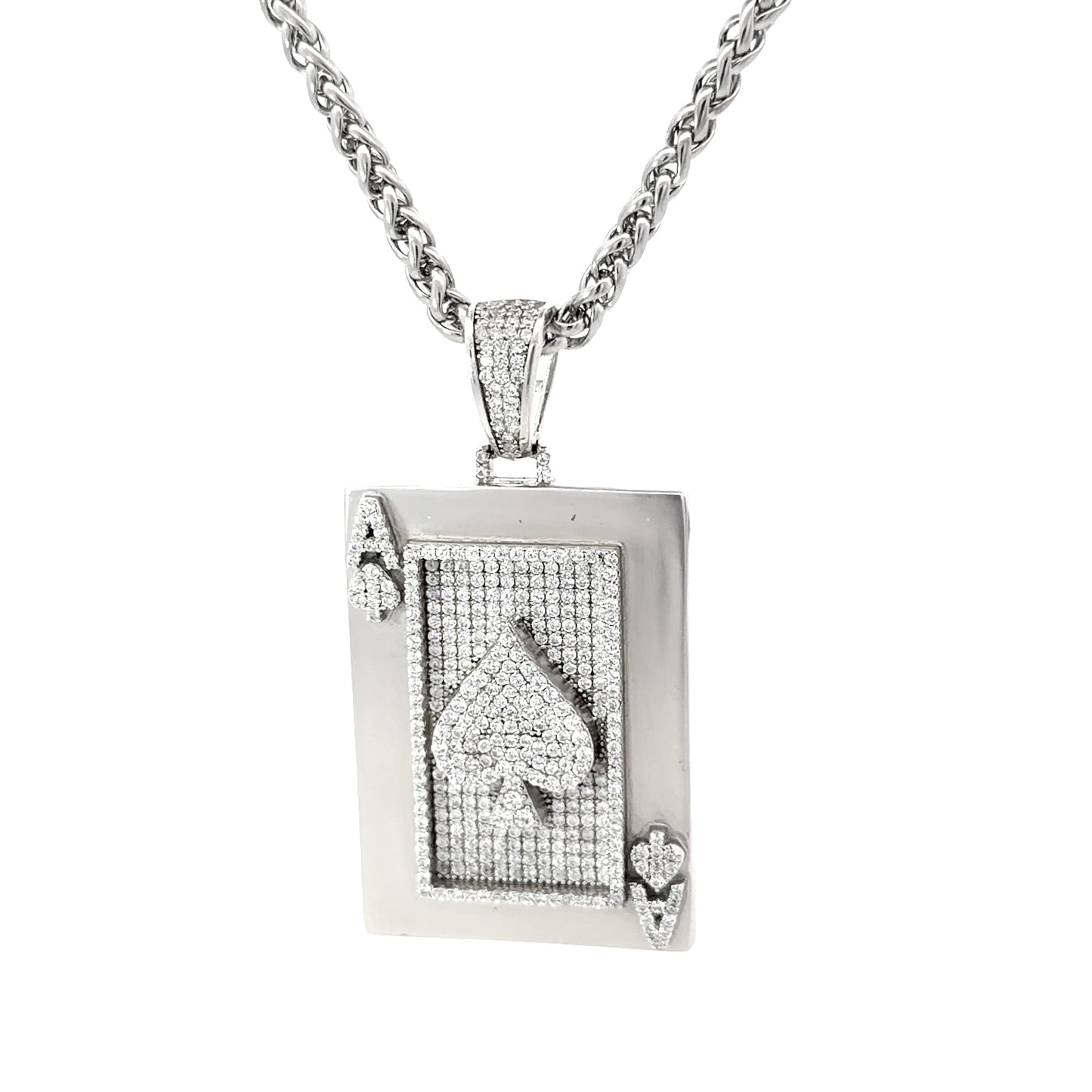 Sterling Silver Thick Ace of Spades Pendant