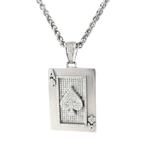 Sterling Silver Thick Ace of Spades Pendant