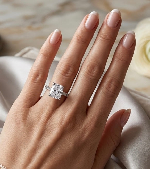 Sterling Silver Radiant Emerald Cut Ring