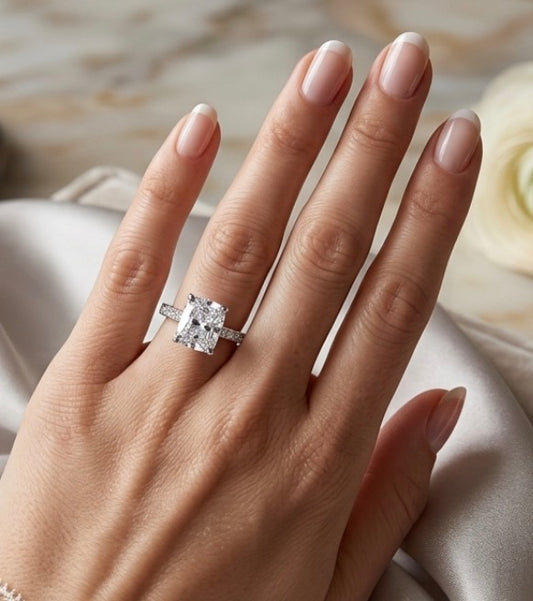 Sterling Silver Radiant Emerald Cut Ring