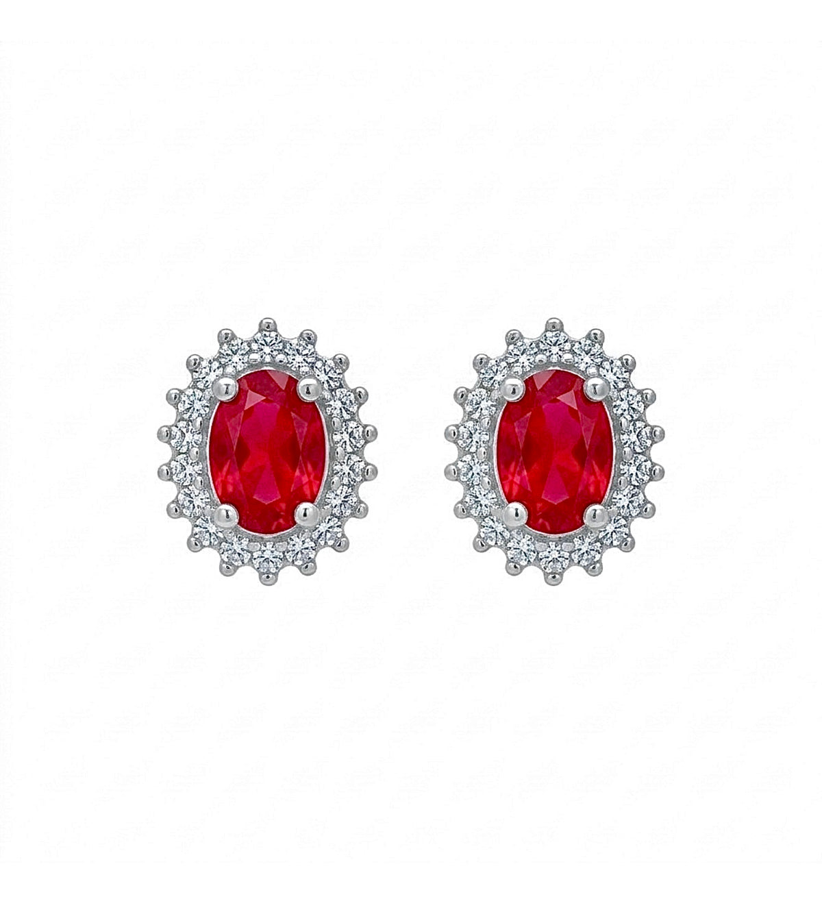 Sterling Silver Oval Cut Ruby Earrings