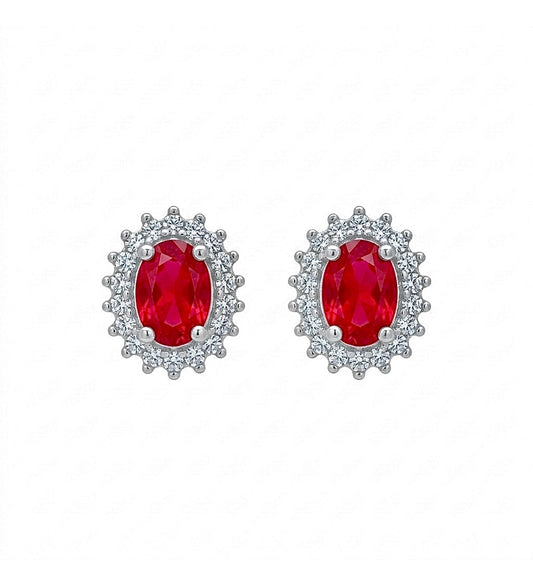 Sterling Silver Oval Cut Ruby Earrings