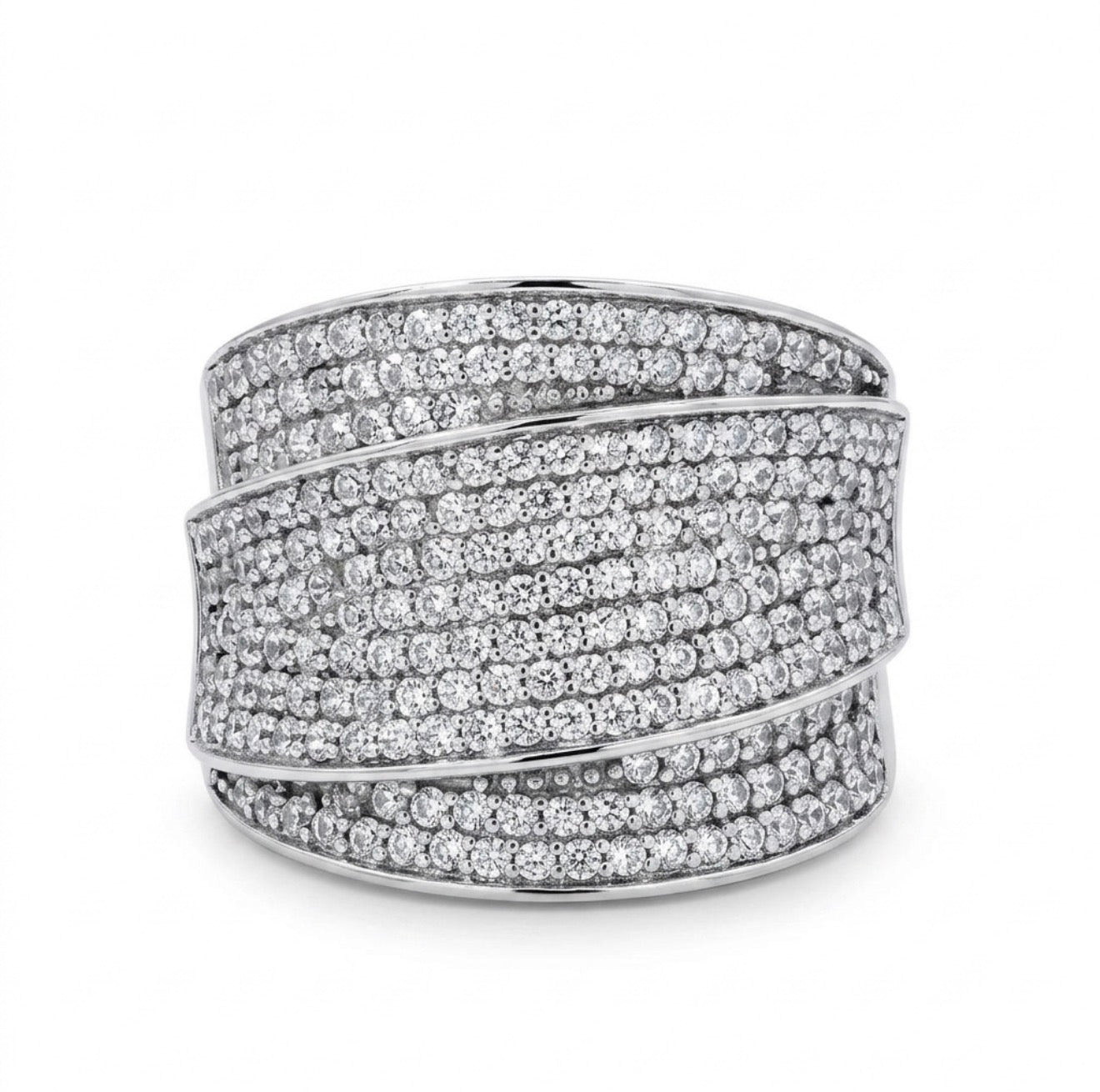 Sterling Silver Pave Cocktail Ring